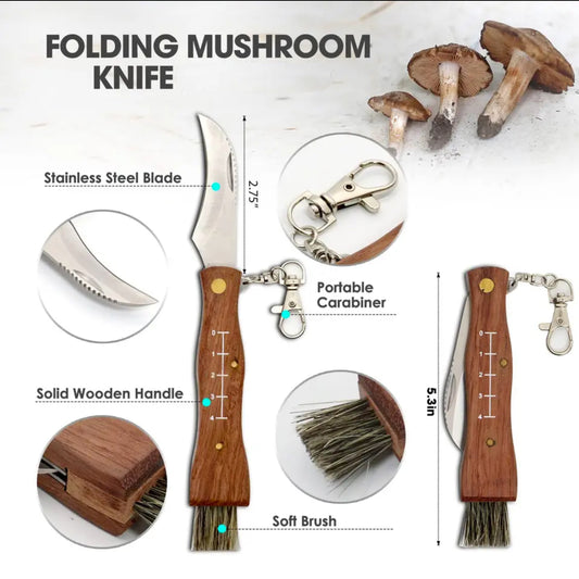 Wooden Handle Stainless Steel Folding Knife with Brush